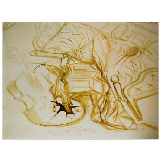 Bed And Bedside Table Ferociously Attacking A Cello by Salvador Dali – art poster, view 2
