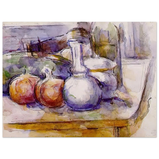 Still Life With Carafe, Sugar Bowl, Bottle, Pommegranates And Watermelon by Paul Cézanne – art poster, view 2