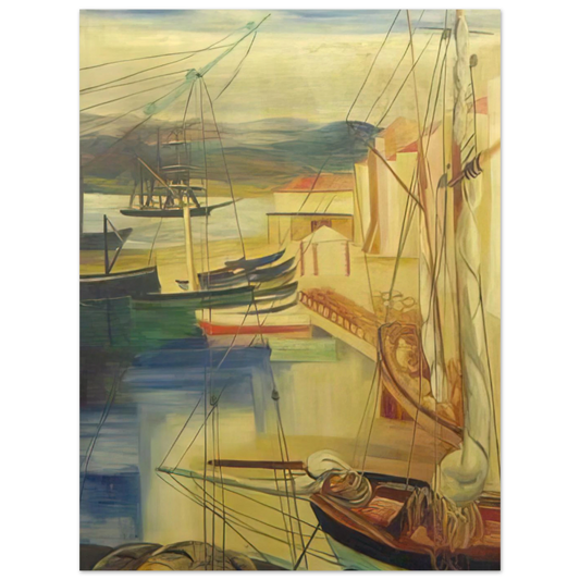 Ships Moored Along The Docks by Moise Kisling – art poster, view 2