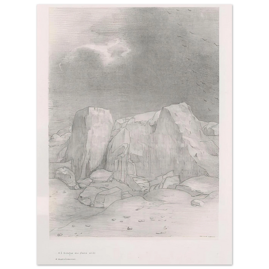 And He Discerns An Arid Knoll Covered Plain Plate 7 by Odilon Redon (1896) – art poster, view 2