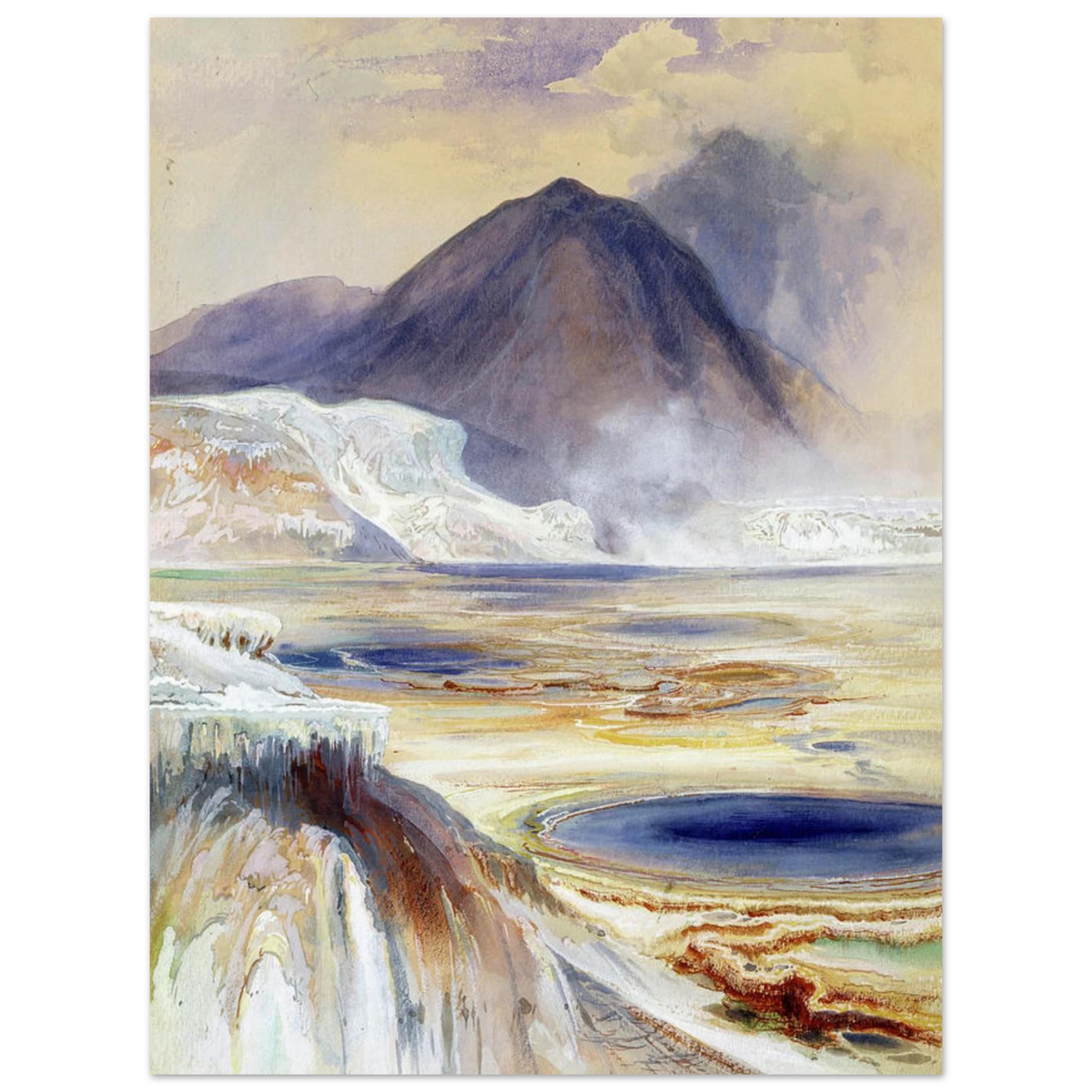 Mammoth Hot Springs Yellowstone by Thomas Moran – art poster