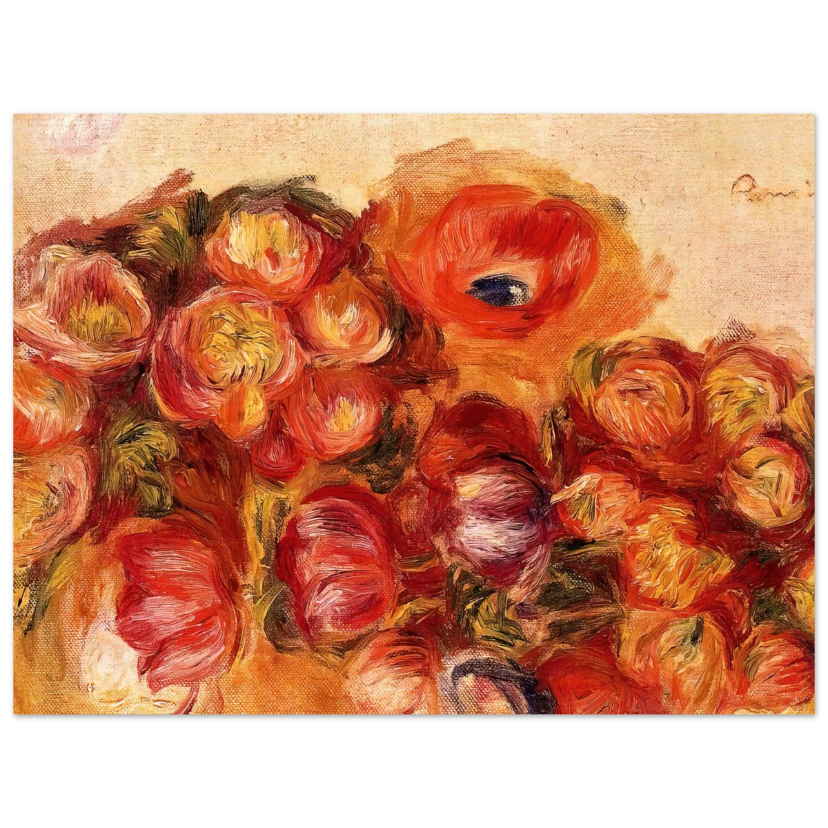 Study Of Flowers Anemones And Tulips by Pierre-Auguste Renoir – art poster