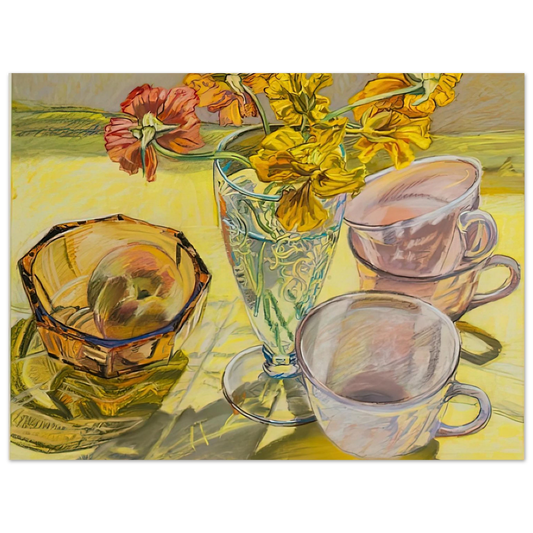 Nasturtiums And Pink Cups by Janet Fish (1981) – art poster, view 2
