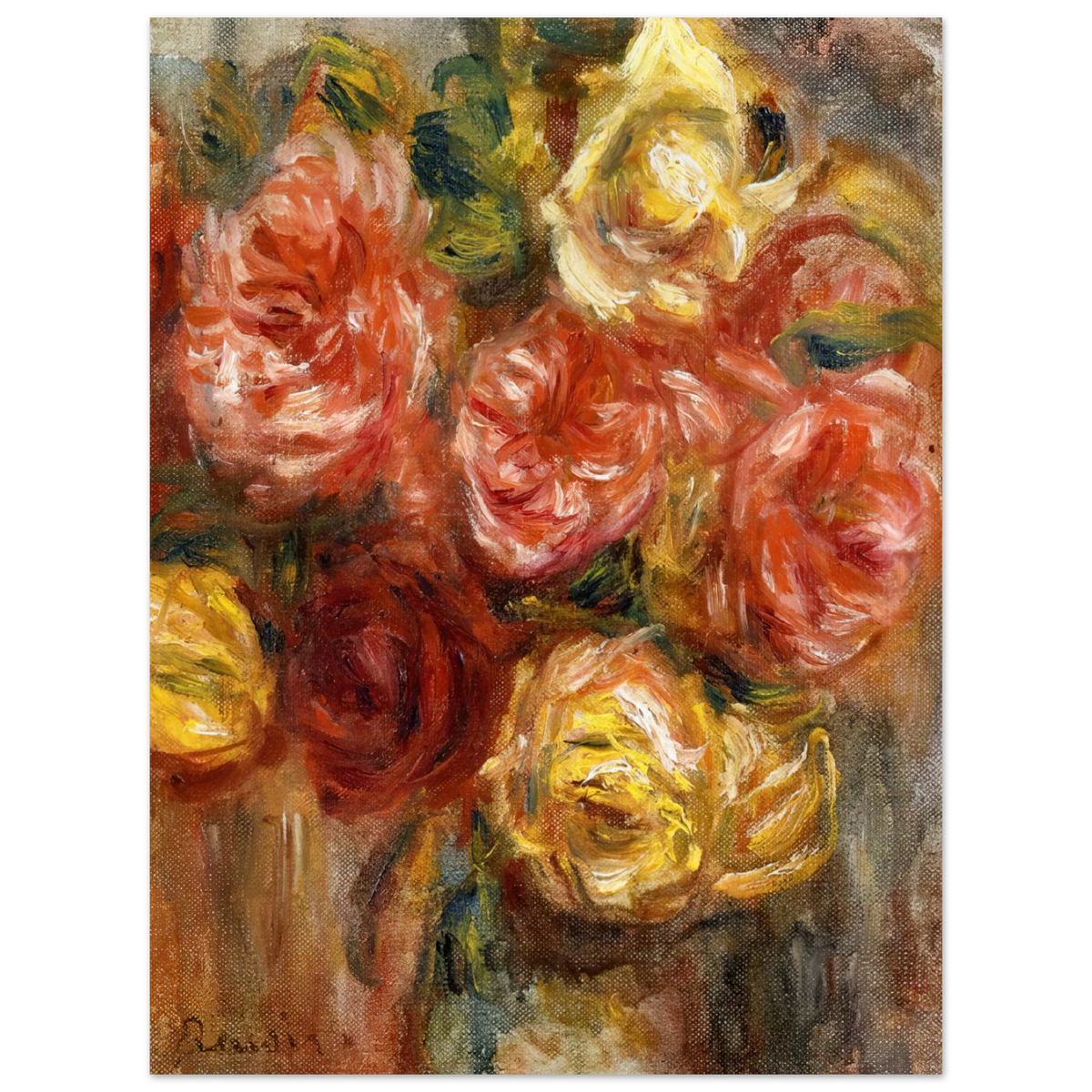 Bouquet Of Roses In A Vase by Pierre-Auguste Renoir – art poster