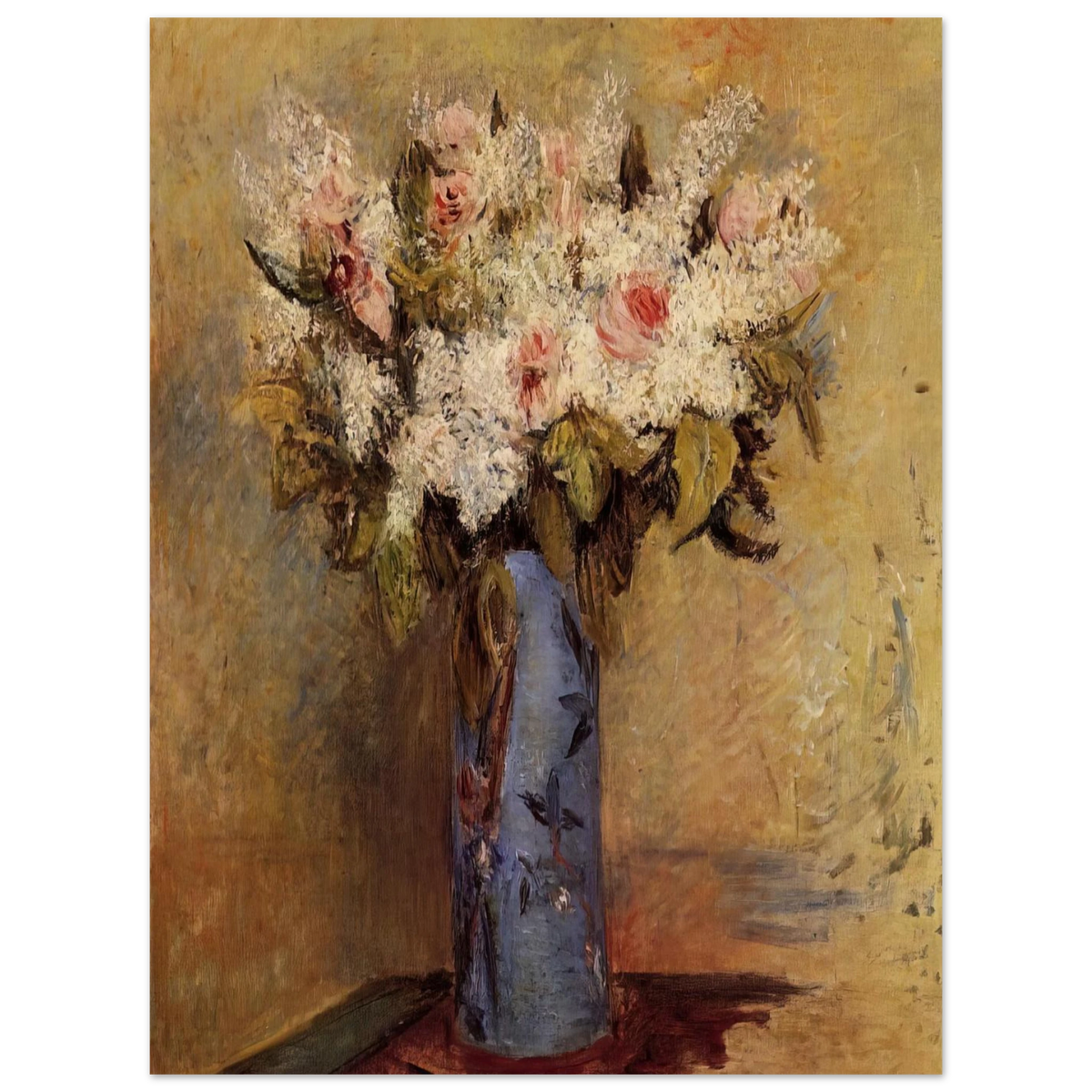 Vase Of Lilacs And Roses by Pierre-Auguste Renoir – art poster