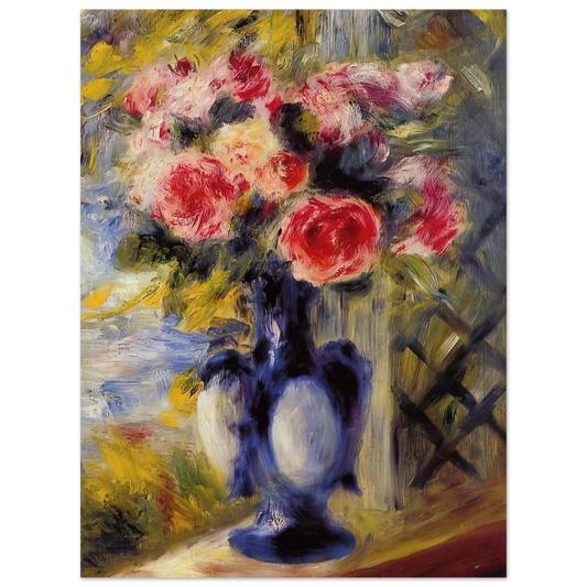 Bouquet Of Roses In A Blue Vase by Pierre-Auguste Renoir – art poster, view 2