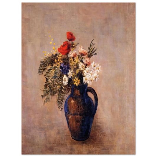 Bouquet Of Flowers In A Blue Vase by Odilon Redon – art poster, view 2