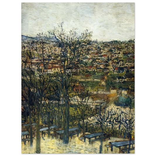 Benches At Montmagny Val d'Oise by Maurice Utrillo – art poster, view 2