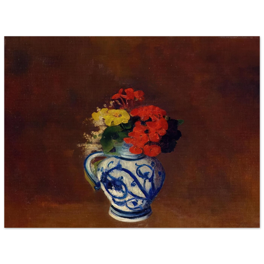 Geraniums And Other Flowers In A Stoneware Vase by Odilon Redon – art poster, view 2