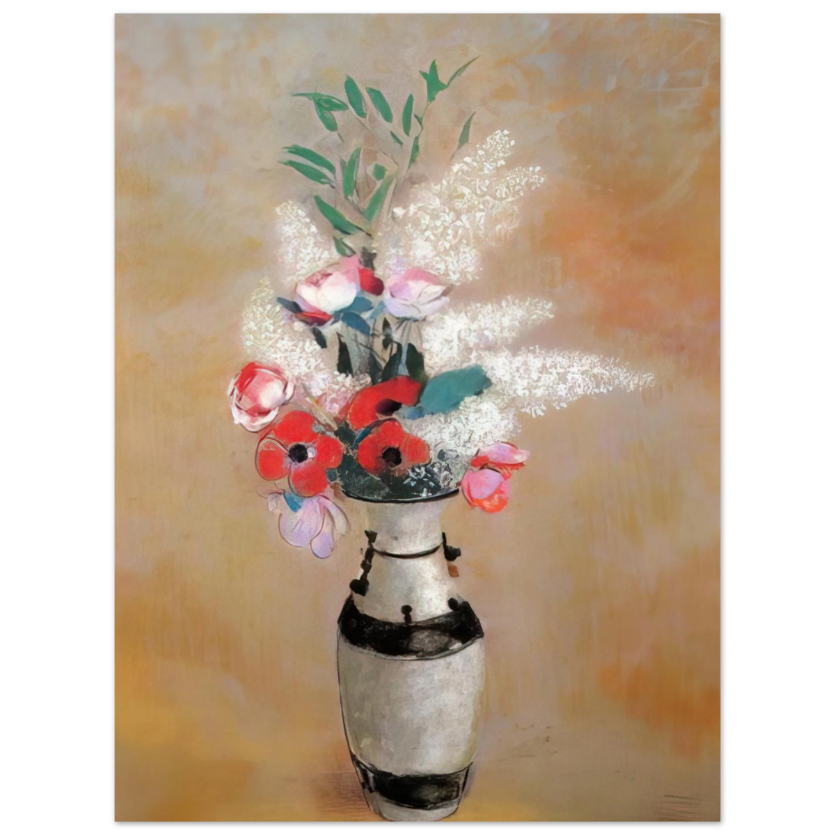 Bouquet With White Lilies In A Japanese Vase by Odilon Redon – art poster
