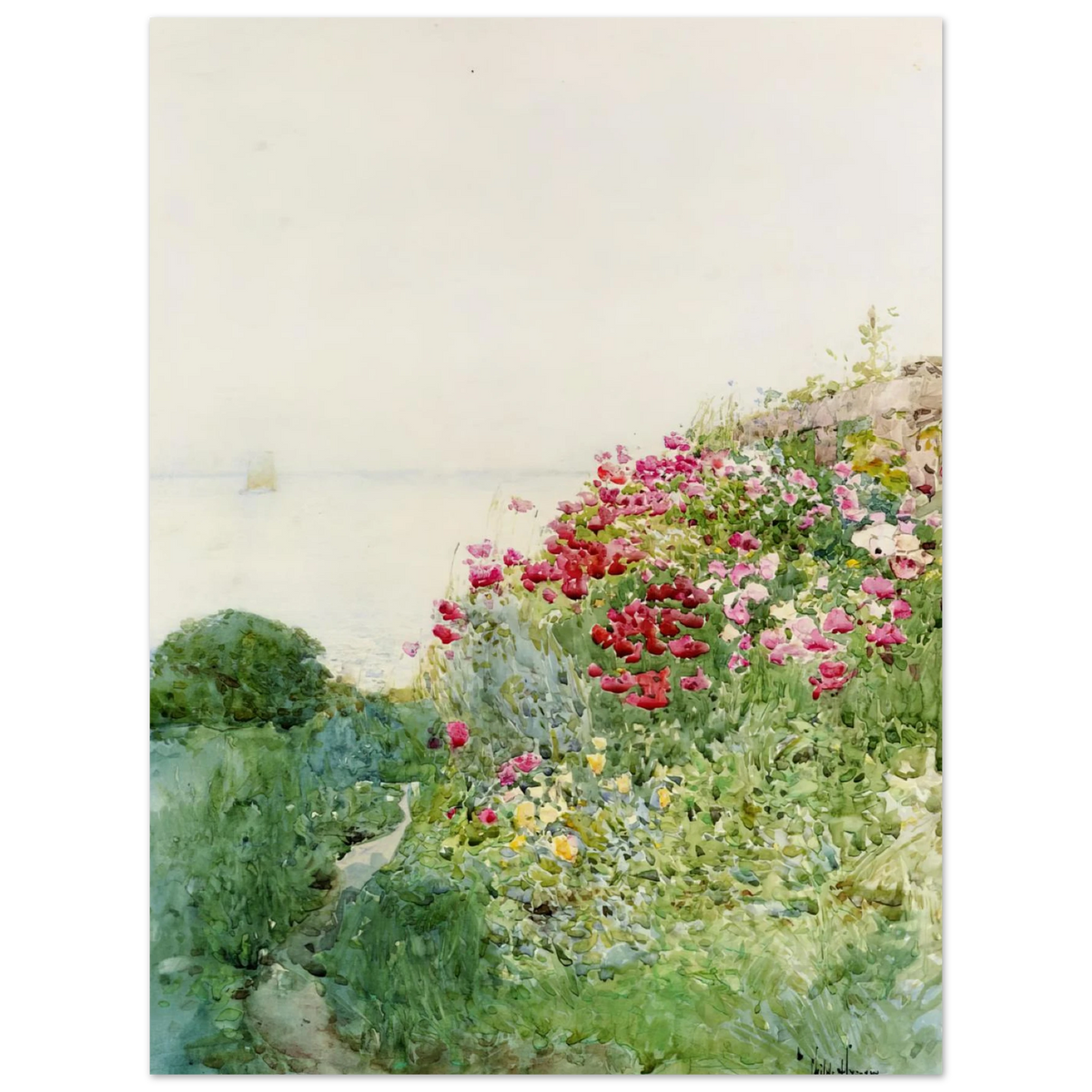 Field Of Poppies, Isles Of Shoals, Appledore by Childe Hassam – art poster