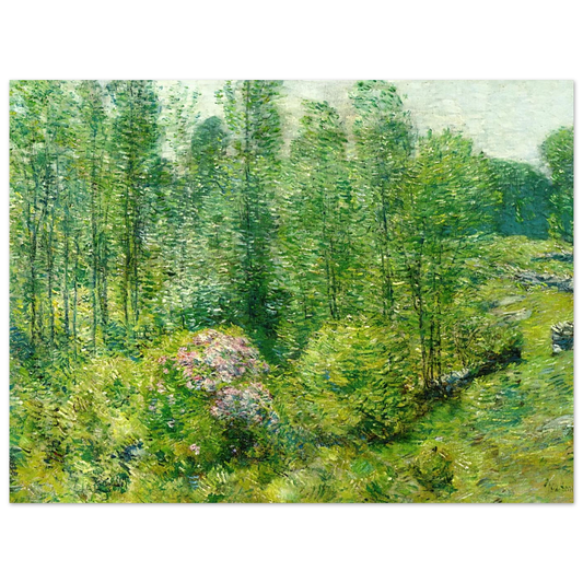 Spring Landscape With A Farmer And White Horse by Childe Hassam – art poster, view 2