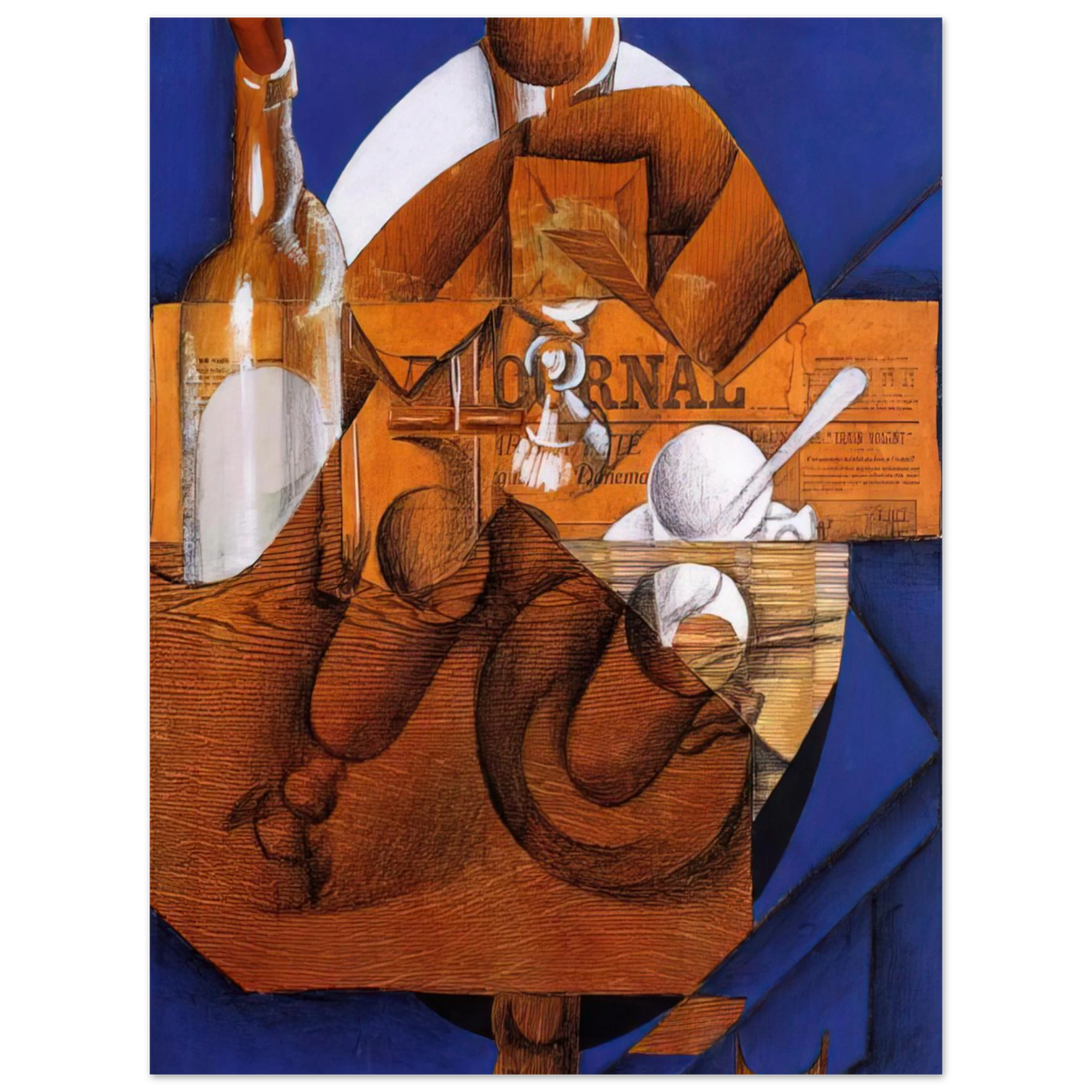 Glass Cup and Bottle by Juan Gris – art poster