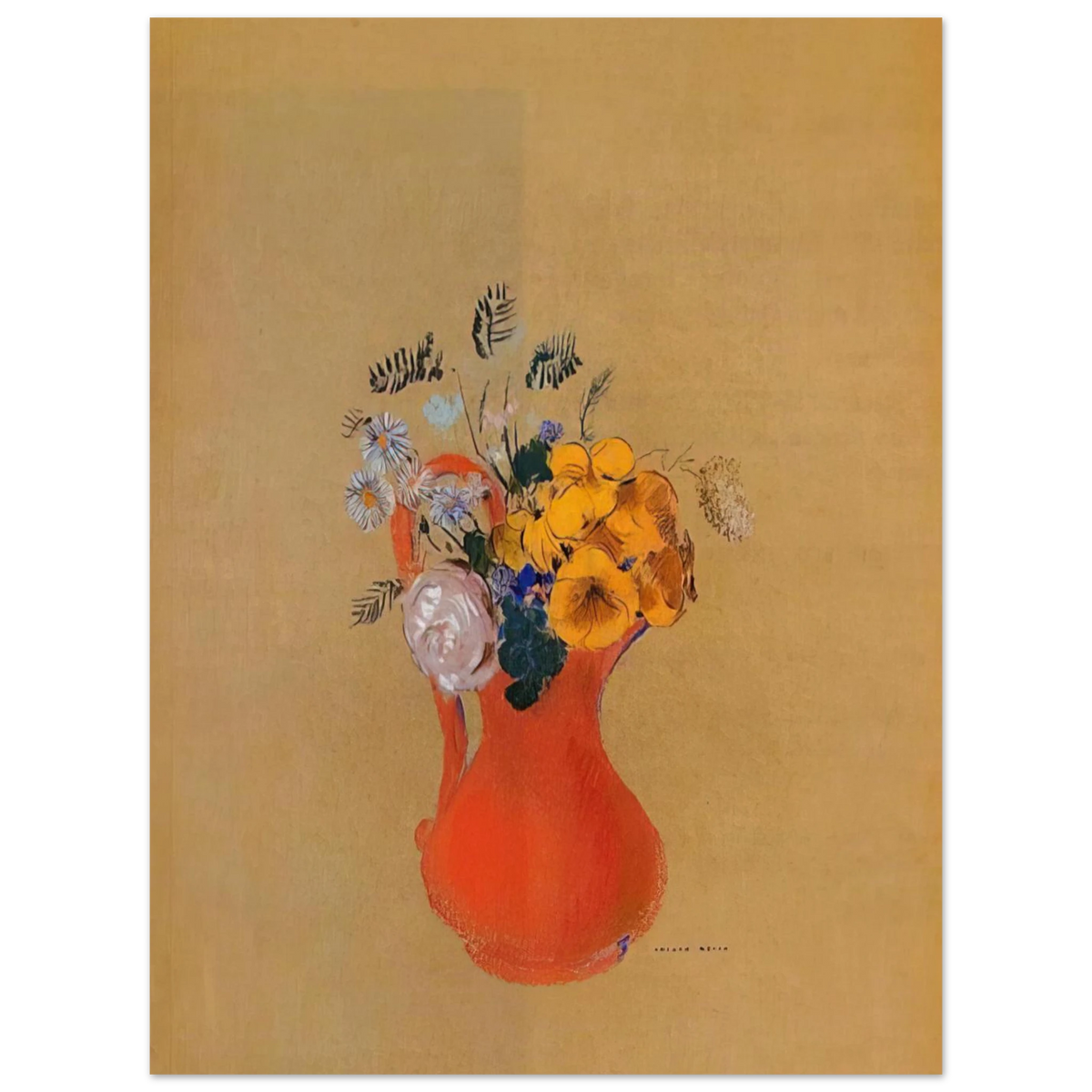 Flowers In A Red Pitcher by Odilon Redon – art poster