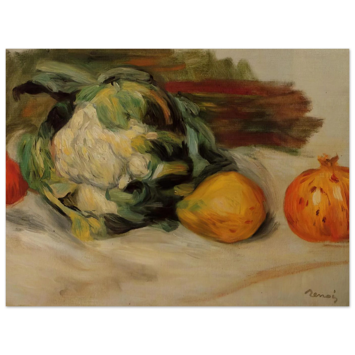 Cauliflower And Pomegranates by Pierre-Auguste Renoir – art poster
