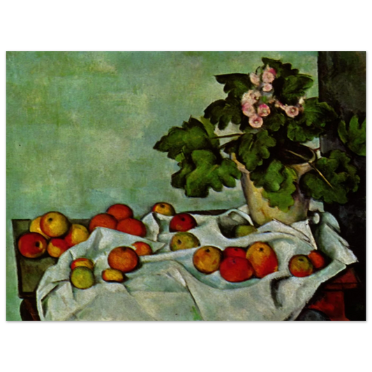 Still Life With Apples And A Pot Of Primroses by Paul Cézanne – art poster, view 2