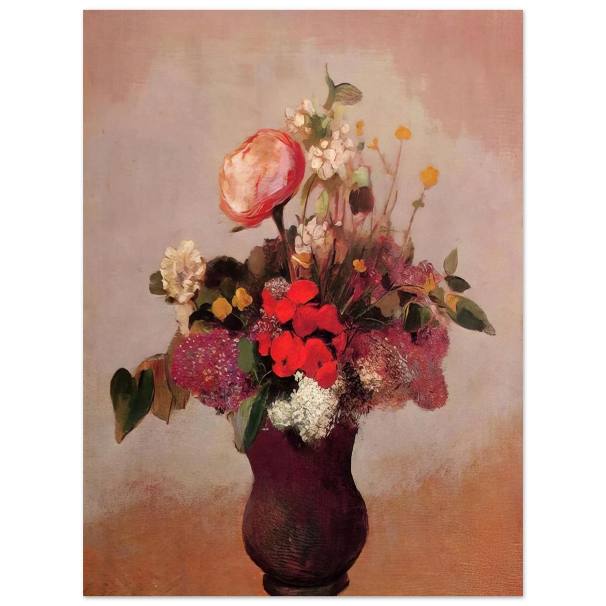 Flowers In A Brown Vase by Odilon Redon – art poster