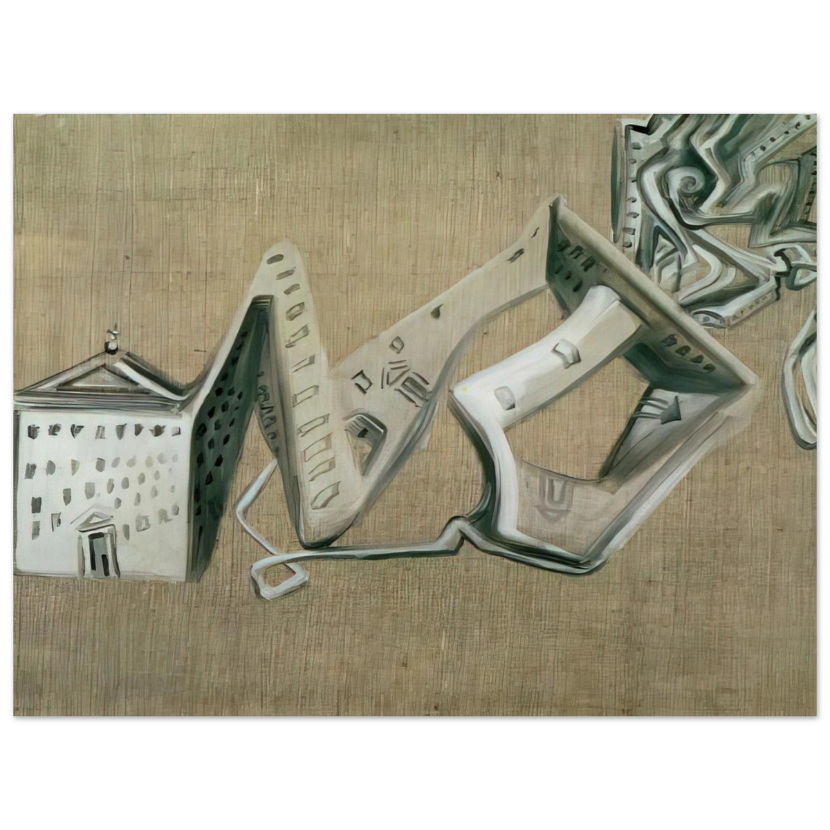 Architectural Contortion Of El Escorial by Salvador Dali – art poster, view 2