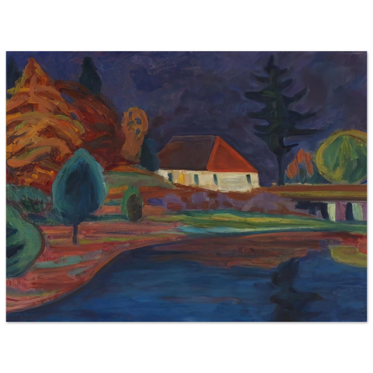 Landschaft Mit Haus In Oberau by Gabriele Munter (1908) – art poster