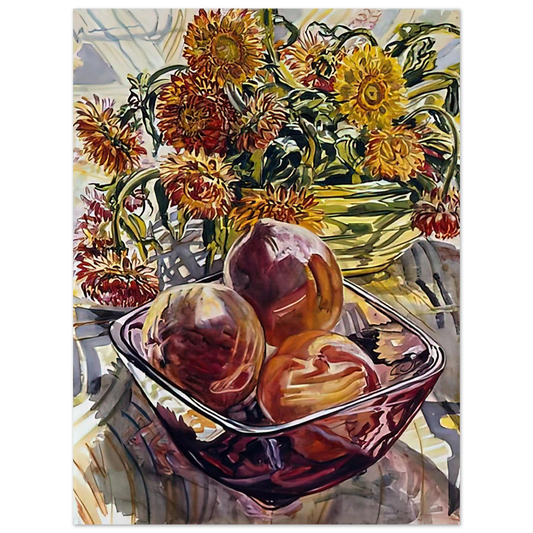 Peaches And Strawflowers by Janet Fish (1990) – art poster