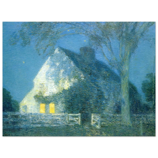 Moonlight, The Old House by Childe Hassam – art poster