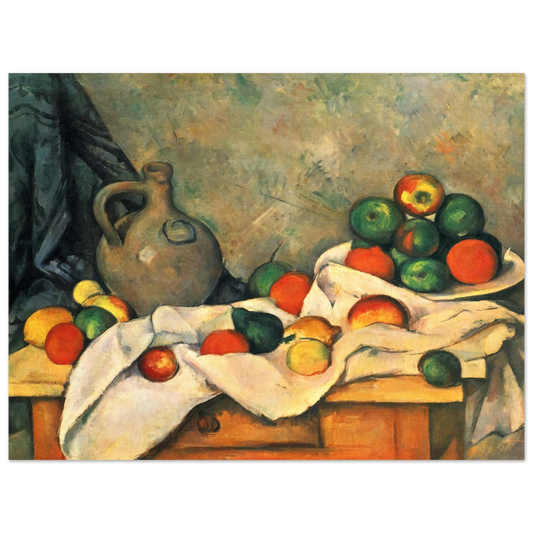 Curtain, Jug And Fruit by Paul Cézanne – art poster