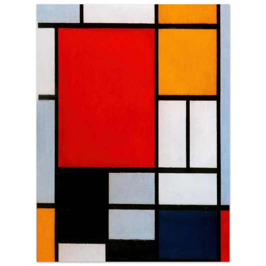 Composition With Large Red Plane, Yellow, Black, Gray And Blue by Piet Mondrian – art poster