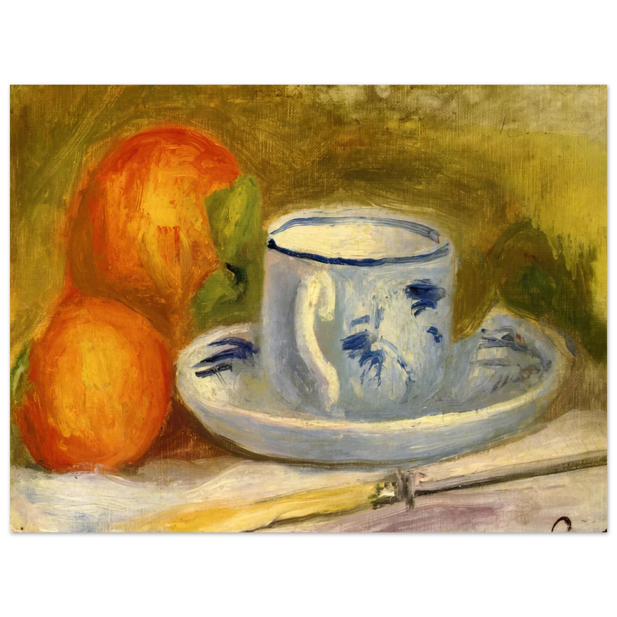 Cup and Oranges by Pierre-Auguste Renoir – art poster, view 2