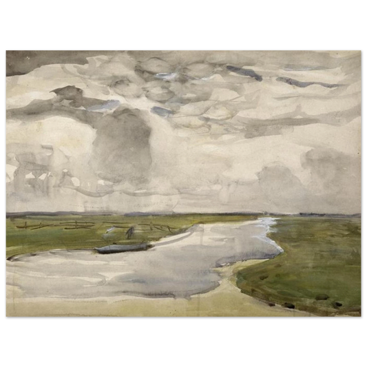 Meandering Landscape With River by Piet Mondrian – art poster