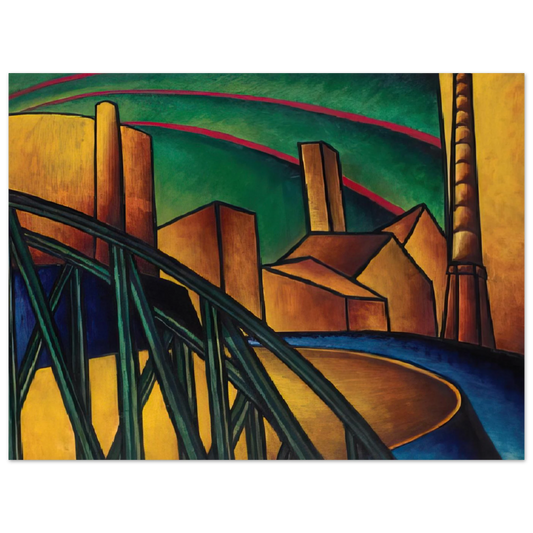 Landscape With Bridge At Óbuda Hajógyár by Laszlo Moholy-Nagy – art poster, view 2