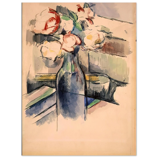 Roses In A Bottle by Paul Cézanne – art poster
