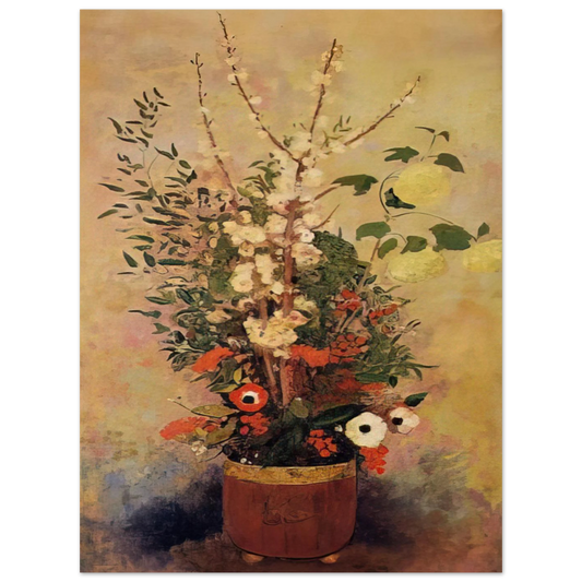 Vase Of Flowers With Branches Of A Flowering Apple Tree by Odilon Redon – art poster, view 2