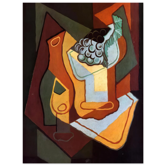 Bottle Wine Glass And Fruit Bowl by Juan Gris – art poster
