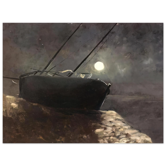 Boat In The Moonlight by Odilon Redon – art poster