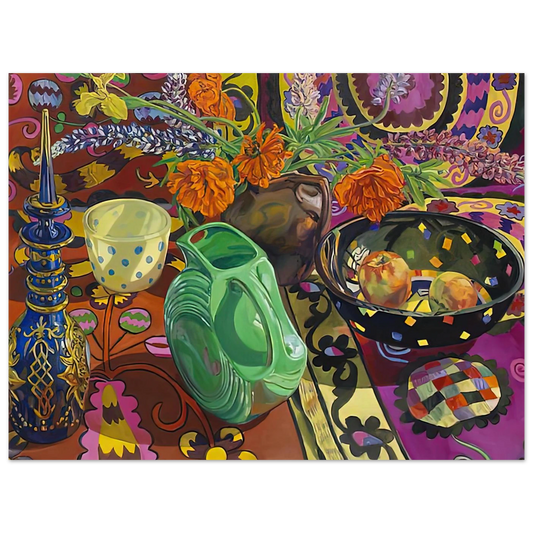 Blue Decanter Polka Dot Bowl Suzani by Janet Fish (2009) – art poster
