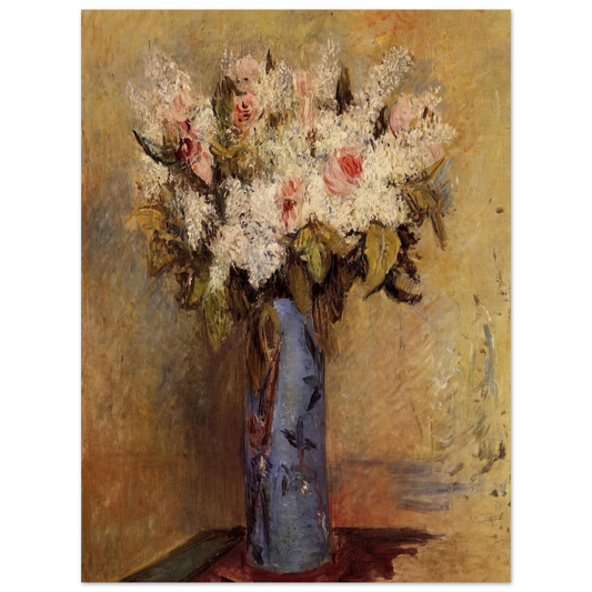 Vase Of Lilacs And Roses by Pierre-Auguste Renoir – art poster