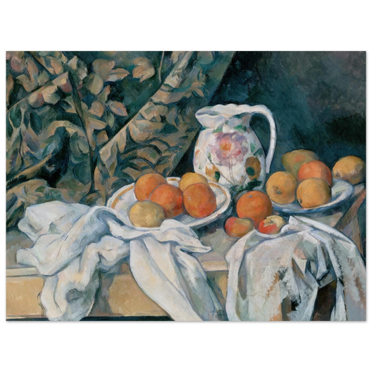Still Life With Curtain And Flowered Pitcher by Paul Cézanne – art poster
