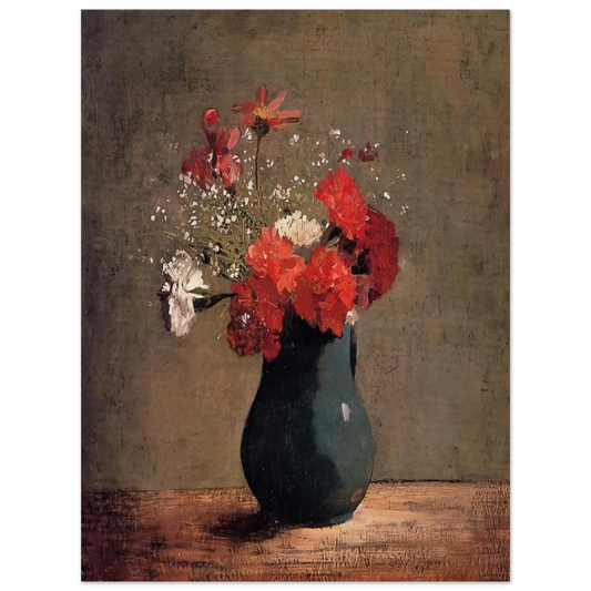 Carnations And Baby's Breath In A Green Pitcher by Odilon Redon – art poster