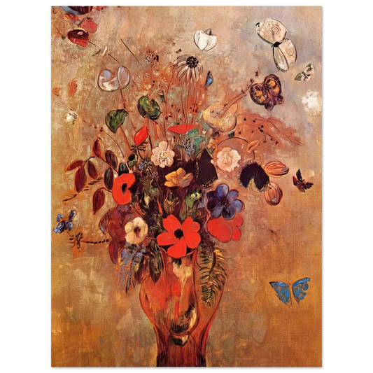 Vase With Flowers And Butterflies by Odilon Redon – art poster