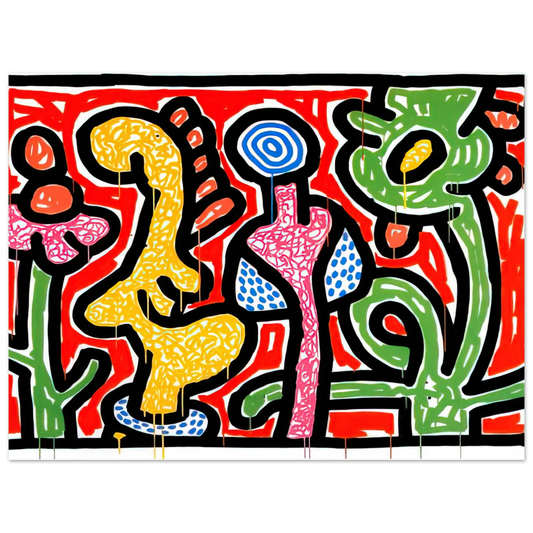 Flowers Iv by Keith Haring (1990) – art poster
