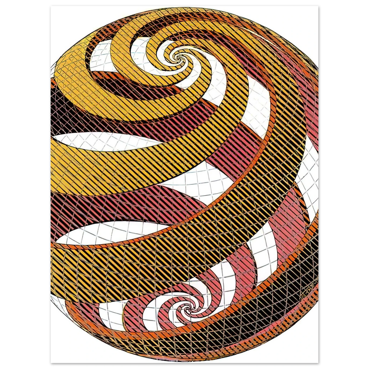 Sphere Spirals by M.C. Escher – art poster