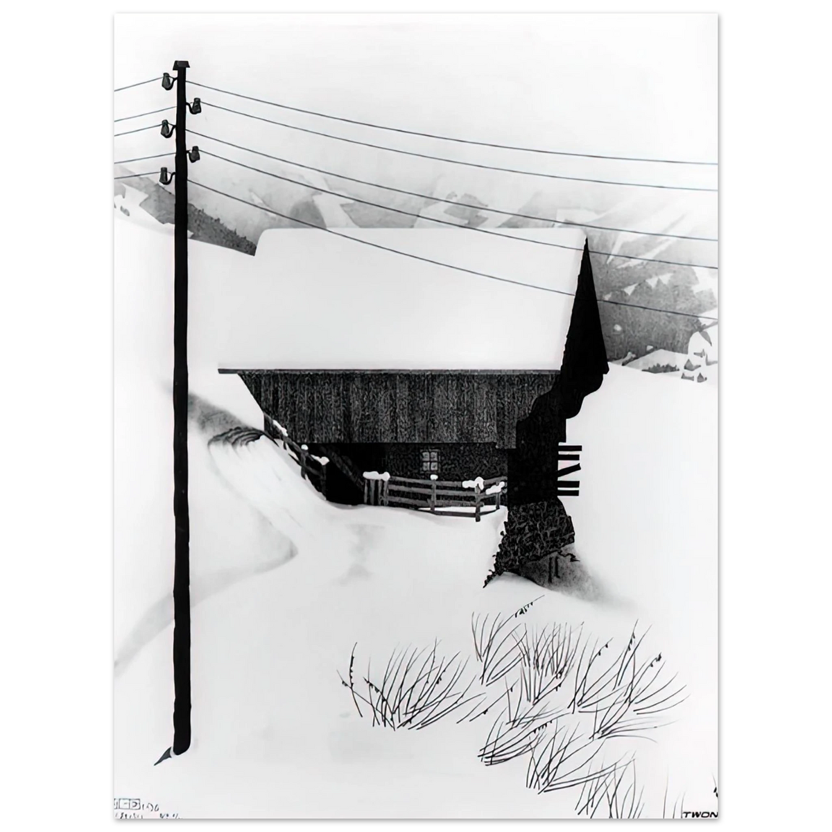 Snow by M.C. Escher – art poster, view 2