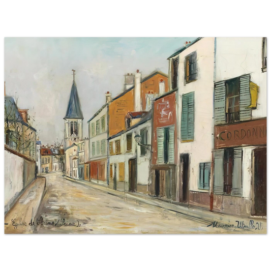 Rue Jean Durand Et Leglise Stains Seine Saint Denis by Maurice Utrillo (1940) – art poster, view 2