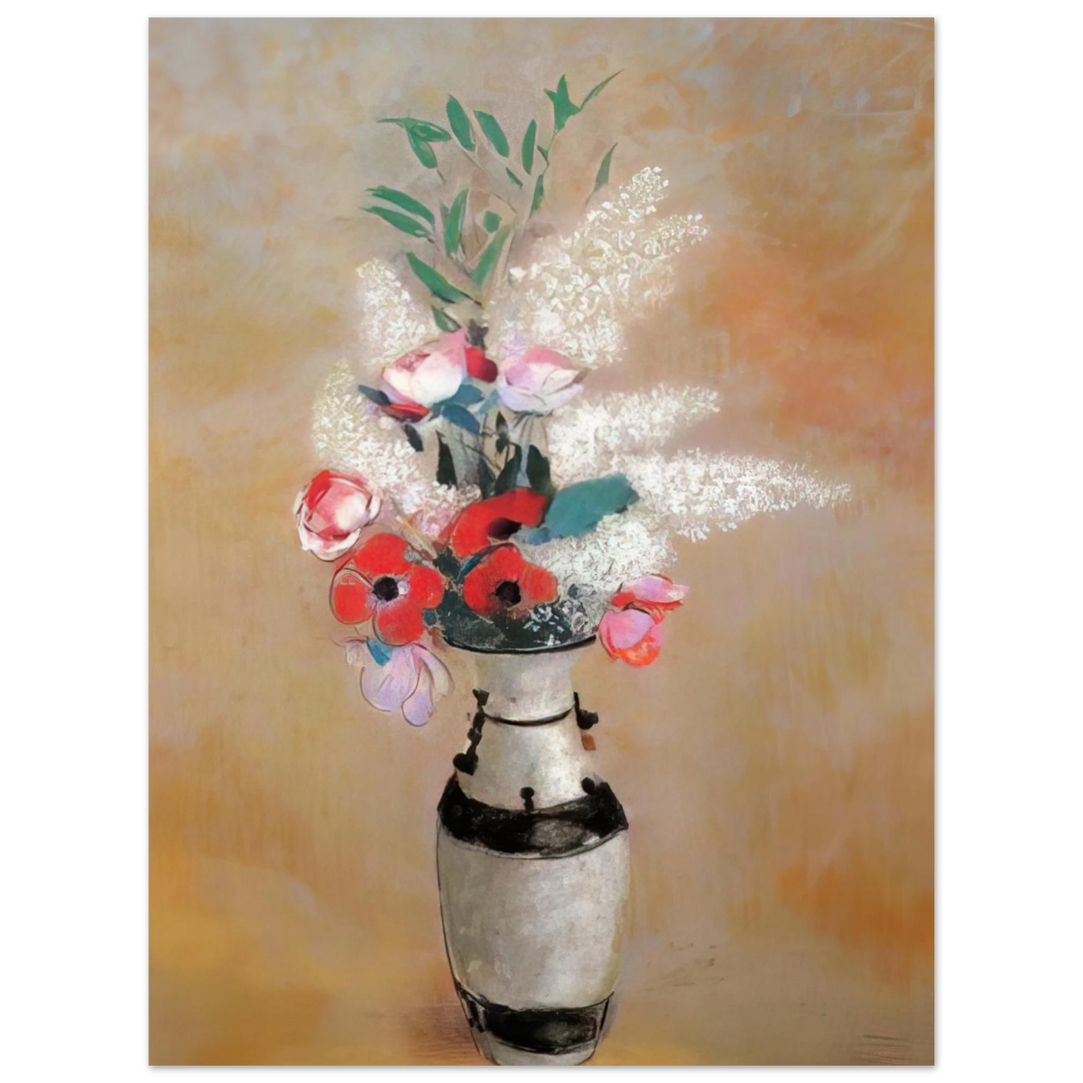 Bouquet With White Lilies In A Japanese Vase by Odilon Redon – art poster, view 2