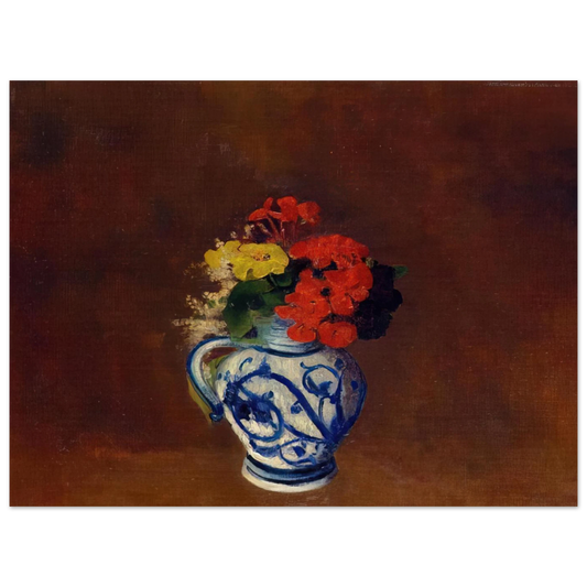 Geraniums And Other Flowers In A Stoneware Vase by Odilon Redon – art poster
