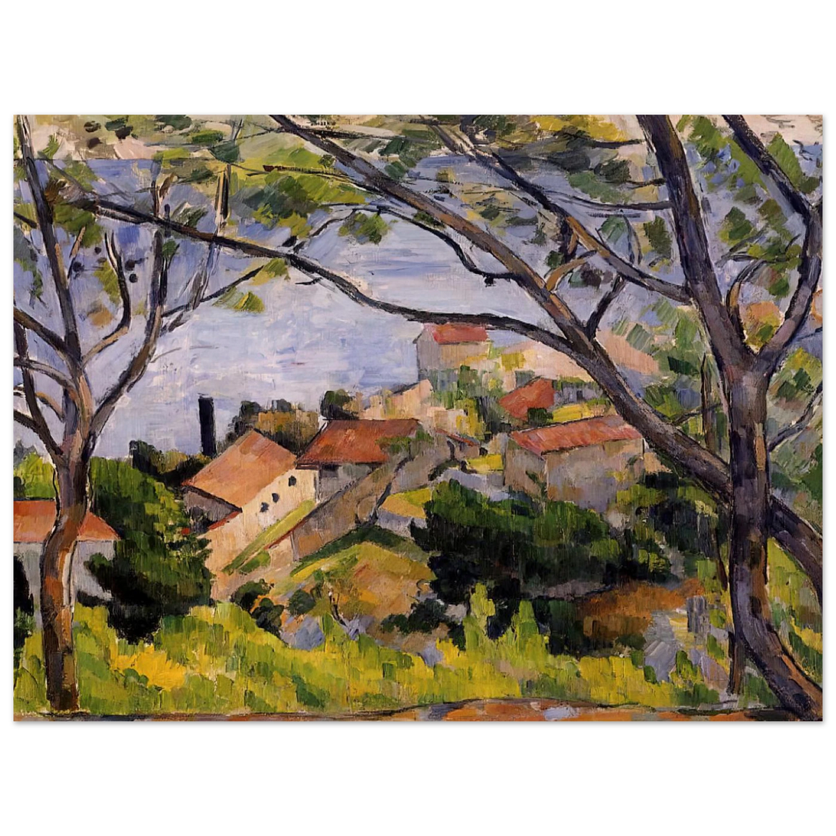 L'estaque. View Through The Trees by Paul Cézanne – art poster, view 2