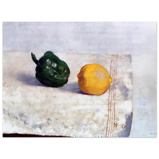 Pepper And Lemon On A White Tablecloth by Odilon Redon (1901) – art poster, view 2