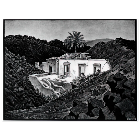 House In The Lava Near Nunziata by M.C. Escher – art poster