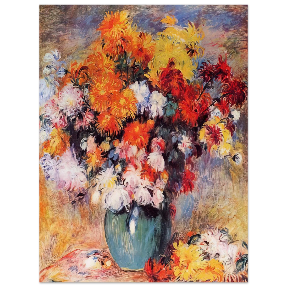 Vase Of Chrysanthemums by Pierre-Auguste Renoir – art poster, view 2