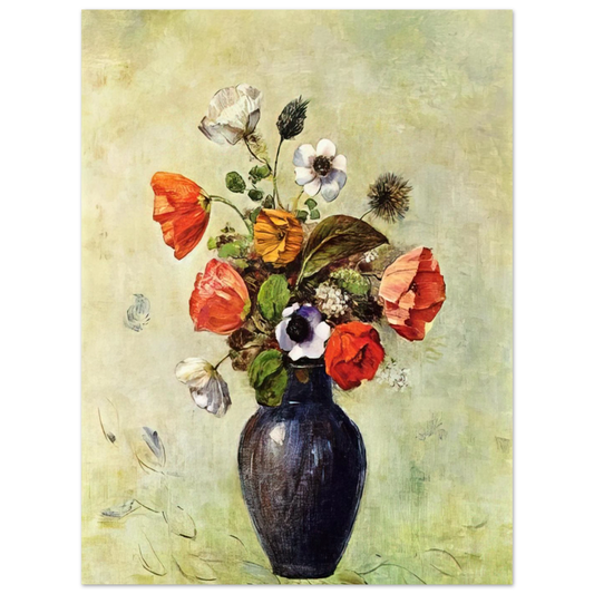 Anemones And Poppies In A Vase by Odilon Redon – art poster